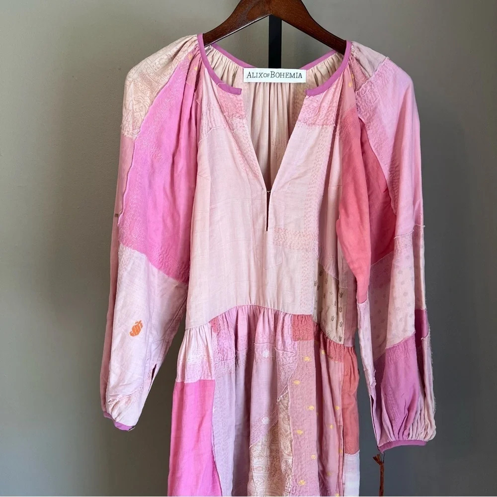 Alix of Bohemia Celeste Sky Sari Dress Pink Seashell XS NWT Boho Hippie Handmade - Picture 3 of 14